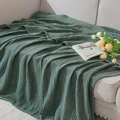 EMME Cotton Muslin Twin XL Blanket Breathable Gauze Soft Lightweight Blankets Adults Gifts for Women (Heather Forest Green, 66"x90")