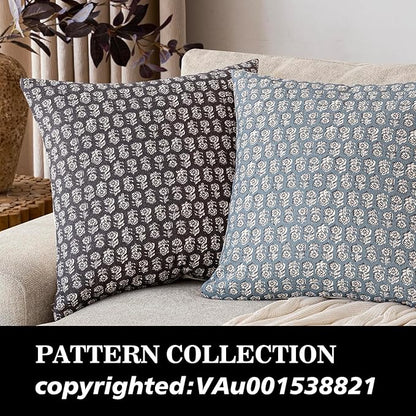 Foindtower Set of 2 Decorative Neutral Floral Print Throw Pillow Covers Vintage Accent Farmhouse Cushion Covers Boho Home Decor for Sofa Couch Chair Bedroom Living Room,22×22 Inch,Black