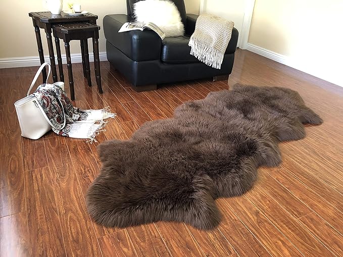 Free Shape Luxury Soft Fluffy Shag Area Rug Double 2'x6', 60x180cm - Vegan Fur Ultra Soft Indoor Carpet Nursery Rugs for Bedroom Home Decor, Brown