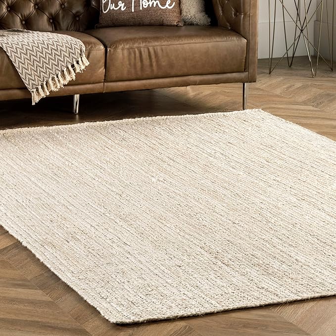 nuLOOM Oval 2x4 Rigo Jute Hand Woven Area Rug, Off White, Solid Farmhouse Design, Natural Fiber, For Bedroom, Living Room, Dining Room, Hallway, Office, Kitchen, Entryway
