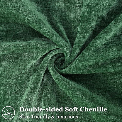 decorUhome Spring Couch Throw Pillow Covers 18x18 Set of 2, Decorative Soft Velvet Neutral Chenille Pillow Covers with Elegant Design for Sofa Bed Living Room Home Decor, Green