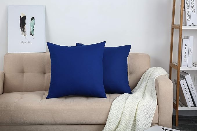 TangDepot Handmade Decorative Solid 100% Cotton Canvas Throw Pillow Covers/Cushion Covers, 45 Colors Available - (16" x16" , Royal Blue, 2 Count (Pack of 1))