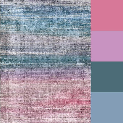 Kokia Abstract Area Rugs 9x12 Bedroom Washable Decor Low Pile Fluffy Non-Slip Non-Shedding Indoor Red Carpet Foldable Stain Resistant Floor Mat Living Room Dining Room, Oslo Orchid