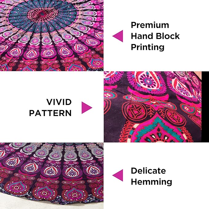 raajsee Indian Cotton Purple Tapestry Mandala Wall Hangings- Tapestry For Bedroom - Indie Wall Tapestry Hippie Room Decor - Boho Small Tapestrys Aesthetic Poster (30x40 Inches / 76x101 Cms)