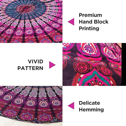 raajsee Indian Cotton Purple Tapestry Mandala Wall Hangings- Tapestry For Bedroom - Indie Wall Tapestry Hippie Room Decor - Boho Small Tapestrys Aesthetic Poster (30x40 Inches / 76x101 Cms)