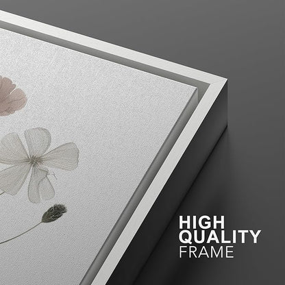 MUDECOR Framed Canvas Print Wall Art Watercolor Wildflower Art Print, Floral Botanical Prints, Minimalist Art, Modern Farmhouse for Bedroom - 24"x36"x3 White
