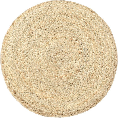 REDEARTH · Cylindrical Pouf Foot Stool Ottoman - Jute Braided Pouffe Poof Accent Sitting Footrest for Living Room, Bedroom, Nursery, Patio, Lounge (Natural Rust, 14.5"X14.5"X16")