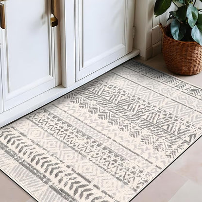 Rugshop Geometric Boho Perfect for high Traffic Areas of Your Living Room,Bedroom,Home Office,Kitchen Area Rug 2'7" x 4' Gray
