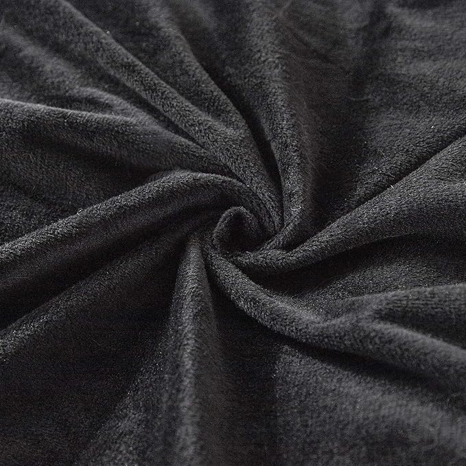 Uhamho Set of 2 Faux Fur Throw Pillow Covers Soft Velvet Decorative Pillowcases Zipper Closure (Black, 20"x36")