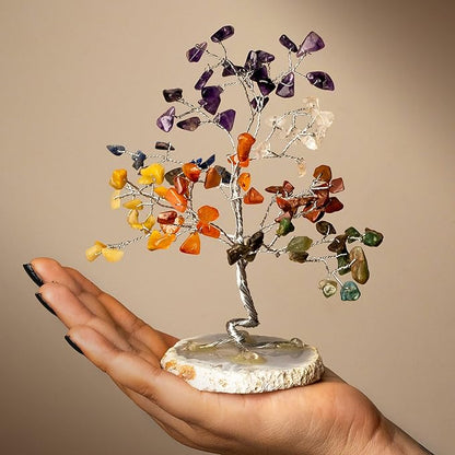 7 Chakra Tree of Life, Healing Crystals & Gemstones Trees for Positive Energy, Wealth & Protection, Feng Shui Home Décor, Office Desk Decoration for Womens, Good Luck Gifts, Money Bonsai Crystal Tree