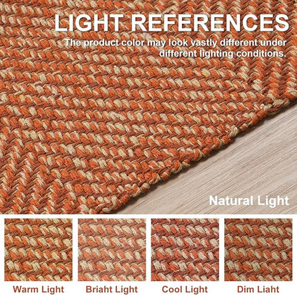 Collive Kitchen Runner Rug, 2' x 4.3' Hand-Woven Reversible Washable Rugs, Terracotta Cotton Modern Farmhouse Bathroom Mat Hallway Carpet for Foyer Bedroom Entry Front Door Fall Decor