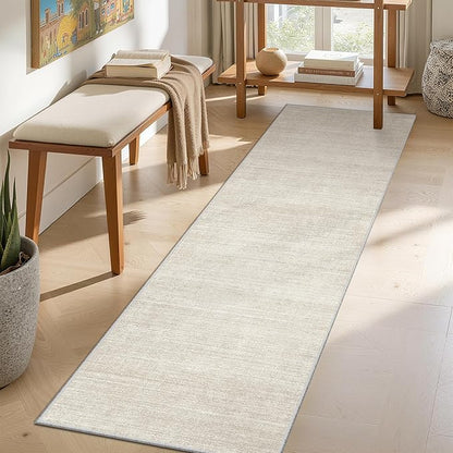 Valenrug Washable Rugs 2x5 - Stain Resistant 2x5 Area Rugs for Living Room, Non Slip Backing Large Area Rugs for Bedroom, Folable Machine Washable Area Rug (2'x5', Beige)