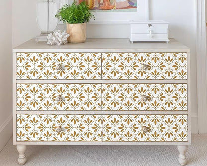 FLFK Wallpaper Border Gold and White Patterns Peel and Stick Wall Border Self Adhesive Wallpapers for Living Room Bedroom Kitchen Bathroom 10"x240"