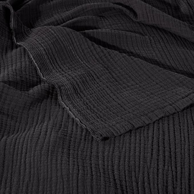 Muslin Blanket - Pure 100% Turkish Cotton Airy Soft Light Versatile Gauze Throw Blanket for Bed, Couch, Sofa (Black, Throw Size (50" x 66" inch))