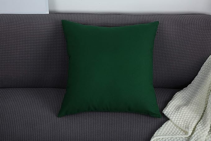 TangDepot Handmade Decorative Solid 100% Cotton Canvas Throw Pillow Covers/Pillow Shams, (28"x28", Deep Green)