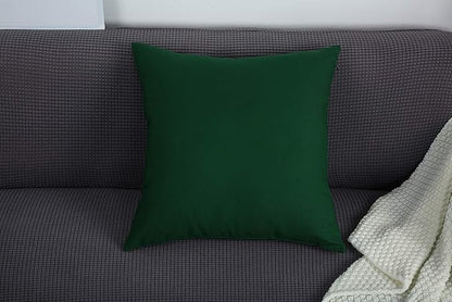 TangDepot Handmade Decorative Solid 100% Cotton Canvas Throw Pillow Covers/Pillow Shams, (20"x20", Deep Green)