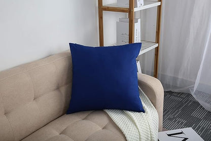 TangDepot Cotton Solid Throw Pillow Covers, 18" x 18" , Royal Blue, 1 Count (Pack of 1)
