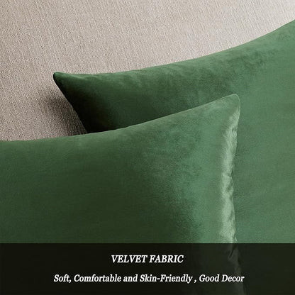 GIGIZAZA Velvet Throw Pillow Covers 24x24 Olive Green Pillows Couch Cushion Decorative Covers Set of 2 Pillow Covers for Bedroom Living Room