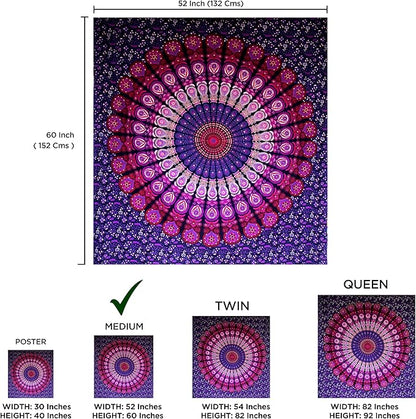 raajsee purple Tapestry- Best Mandala Wall Hanging- Mandala Tapestry For Bedroom Aesthetic-Size Medium (52x60 Inches / 132x152 Cms)
