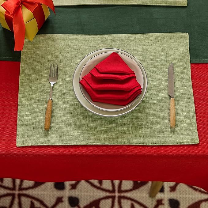 Home Brilliant Green Placemat Set of 8 Washable Place Mats Placemats Heat Resistant Sage Placemat for Dining Table Kitchen Table Mats Decor, Grass Green