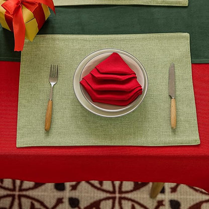 Home Brilliant Green Placemat Set of 8 Washable Place Mats Placemats Heat Resistant Sage Placemat for Dining Table Kitchen Table Mats Decor, Grass Green