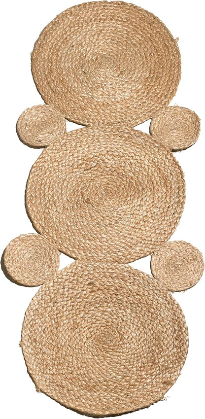 Chardin home Jute Braided Circles Table Runner, Boho, Artisanal Center Decor for Tables, Chests, Counter Tops, Consoles and More, 13x36 Inch Runner