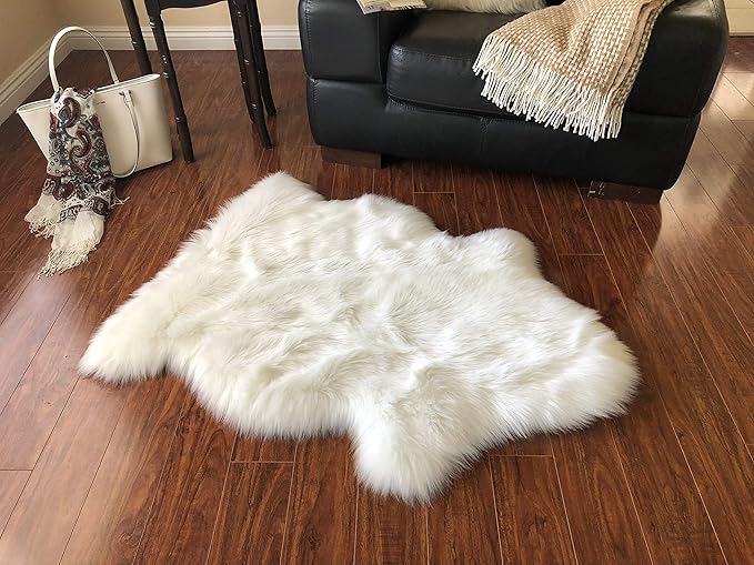 Free Shape Luxury Soft Fluffy Shag Area Rug Single 2'x3',60x90 cm - Vegan Fur Ultra Soft Indoor Carpet Nursery Rugs for Bedroom Home Decor, White
