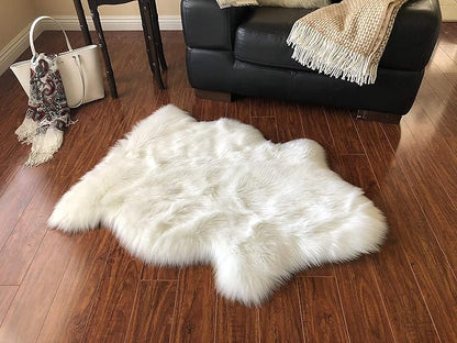 Free Shape Luxury Soft Fluffy Shag Area Rug Single 2'x3',60x90 cm - Vegan Fur Ultra Soft Indoor Carpet Nursery Rugs for Bedroom Home Decor, White