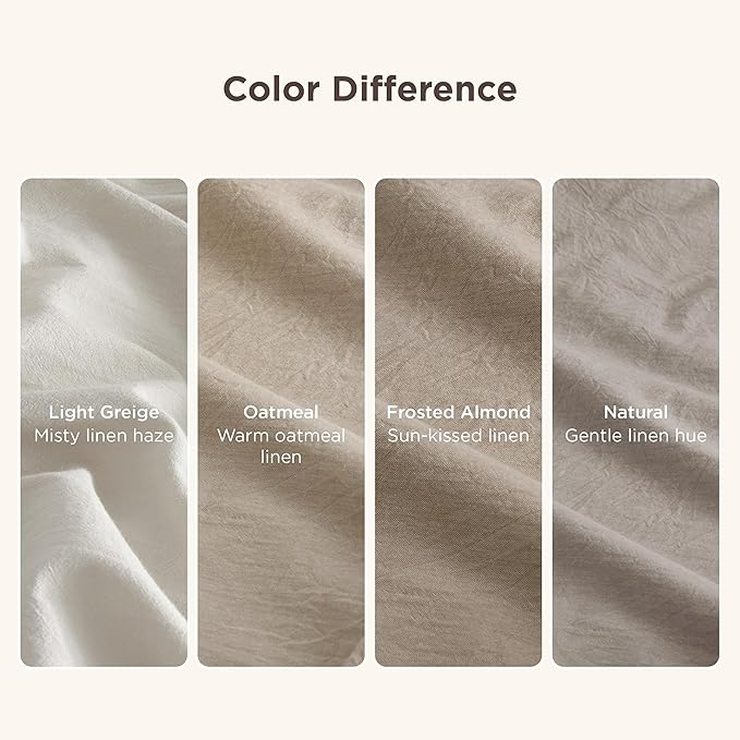 Bedsure 100% Washed Cotton Duvet Cover Twin - Frosted Almond Minimalist Cotton Duvet Cover Linen Like for All Seasons - GentleSoft™ Plain Simple Bedding (Frosted Almond, Twin, 68"x90")