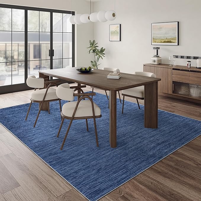Valenrug Washable Rugs 5x7 - Non Slip 5x7 Area Rugs for Living Room, Stain Resistant Area Rugs for Bedroom, Foldable Machine Washable Area Rug(5'x7', Navy)