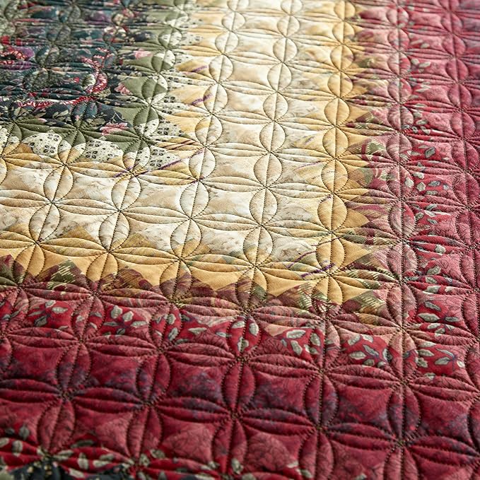 Donna Sharp Contemporary Polyester Quilt Bedding Set with Spice Postage Stamp Design - 2-Piece Twin Size Quilt Set - Includes Quilt and One Pillow Shams - Perfect for Any Decor