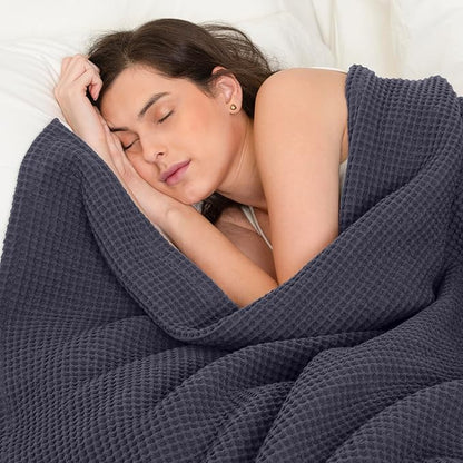 Organic Cotton Waffle Blanket King Size (104" x 90") – Lightweight, Breathable & Ultra-Soft All-Season Blanket for Adults, Teens & Toddlers – Perfect for Summer, Spring & Winter – Grey