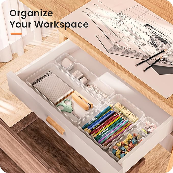 A-LuGei 【Military Grade Drawer Organizer, 【𝟱𝗦𝗶𝘇𝗲】 Makeup organizer, 【Holds 177 Items】 Bathroom Organizers and Storage, Organization and Storage, Desk Drawer Organizer for Bathroom Vanity