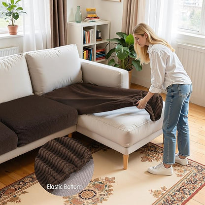 Hokway Chaise Cover Set Individual Couch Cushion Slipcovers Reversible Cushion Protector for L-Shape Sofa