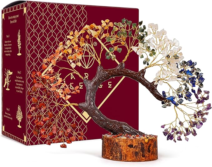 7 Chakra Crystal Tree of Life for Home, Office Desk Decor, Handmade Bonsai Trees for Positive Energy, Money, Good Luck Birthday Gifts for Women, Mom