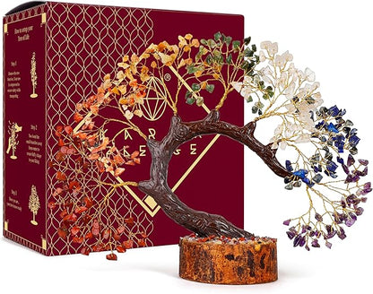 7 Chakra Crystal Tree of Life for Home, Office Desk Decor, Handmade Bonsai Trees for Positive Energy, Money, Good Luck Birthday Gifts for Women, Mom