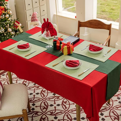 Home Brilliant Cloth Placemats Set of 6 Heat Resistant Dining Table Place Mats Kitchen Table Mats for Holiday Dinner Decor, Grass Green