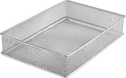 YBM HOME Silver Mesh Drawer Cabinet and or Shelf Organizer Bins, School Supply Holder Office Desktop Organizer Basket 1590s (1, 6x9x2 Inch)