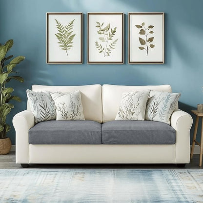 CHUN YI 2Piece Stretch Couch Cushion Covers, Sofa Seat Slipcovers for Pets, Suitable for Armchair Loveseat Sofa with Spandex Jacquard Washable Fabric (2Piece,Light Grey)