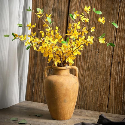 Rustic Vase, Ceramic Flower Vase for Centerpieces, 8.85 inch Large Decorative Terracotta Vintage Vases, Farmhouse Rustic Vases for Home Decor, Living Room, Table, Neutral