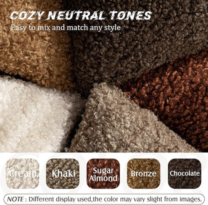 Foindtower 2 Pieces 22x22 Inch Hazel Brown,Faux Fur Throw Pillow Cover Accent Sherpa Furry Pillow Covers Fuzzy Soft Pillowcases Cozy Sheepskin Decorative Fleece Cushion Case for Bed Couch Living Room
