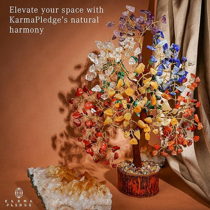 7 Chakra Healing Crystal Tree with Rose Quartz Crystal Necklaces Gifts for Women, Positive Energy, Wealth, Success, Meditation, Home & Office Decor, Spiritual Birthday Gifts for Mom and Loved one,