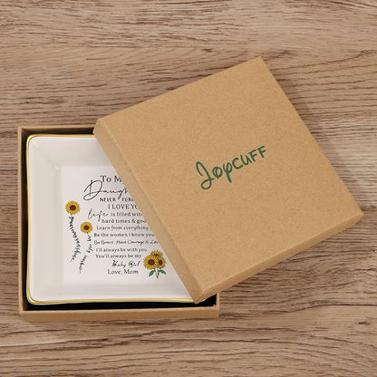 JoycuFF Daughter Birthday Gifts from Mom You are My Sunshine Christmas Mothers Day Gifts for Daughter Ceramic Ring Dish Jewelry for Her
