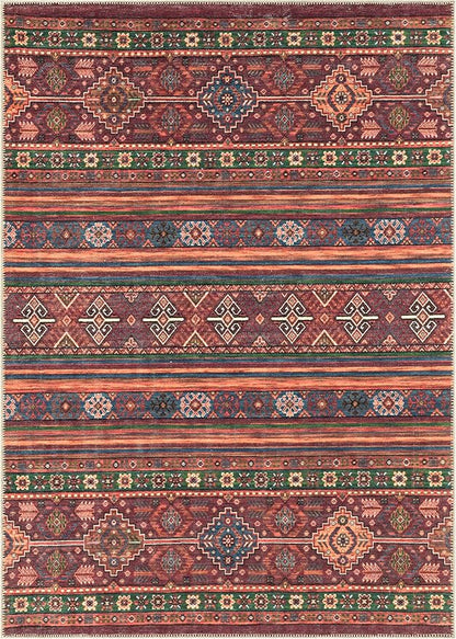 Keen Home Design 5x7 Rug - Machine Washable Area Rug with Non-Slip Backing, Ideal for Living Room, Dining Room, Bedroom - Vintage, Easy Clean, Durable, Low Pile Rug - (5' x 7')