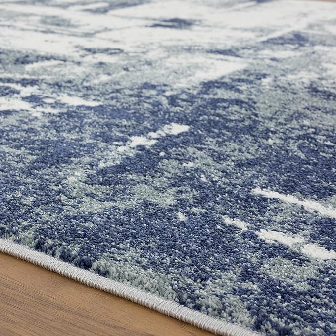 LUXE WEAVERS Hampstead Abstract Area Rug - Medium Pile, Modern Area Rug, Blue / 4 x 5