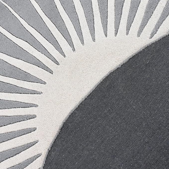 Modern Round Area Rug – Hand-Tufted with 100% NZ Wool, Thick & Soft Circular Carpet for Living Room, Bedroom & Dining Room Decor (Grey, 7' Round)