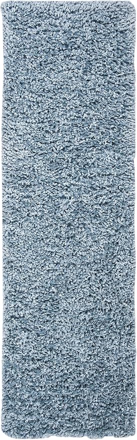 SAFAVIEH Sheep Shag Collection 2'3" x 8' Aqua SSG212J Handmade 1-inch Thick Runner Rug