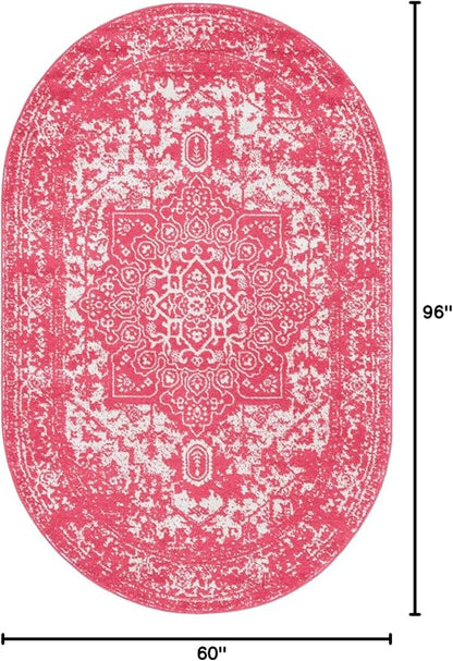 Rugs.com Arlington Collection Rug – 5' x 8' Oval Pink Medium-Pile Rug Perfect for Living Rooms, Large Dining Rooms, Open Floorplans