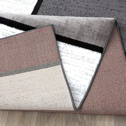 Rugshop Modern Geometric Boxes Red Area Rug, Fade-Resistant Carpet for Living Room, Bedroom, or Family Room, 7'10" x 10'2"