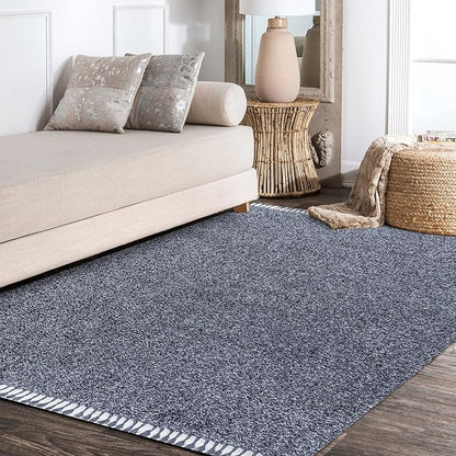JONATHAN Y Mercer Shag Plush Tassel Denim Blue Indoor Area Rug, 8x10, Contemporary, Modern, Easy-Cleaning for Living Room, Bedroom, Kitchen, Pet Friendly, Non-Shedding (MCR100C-8)